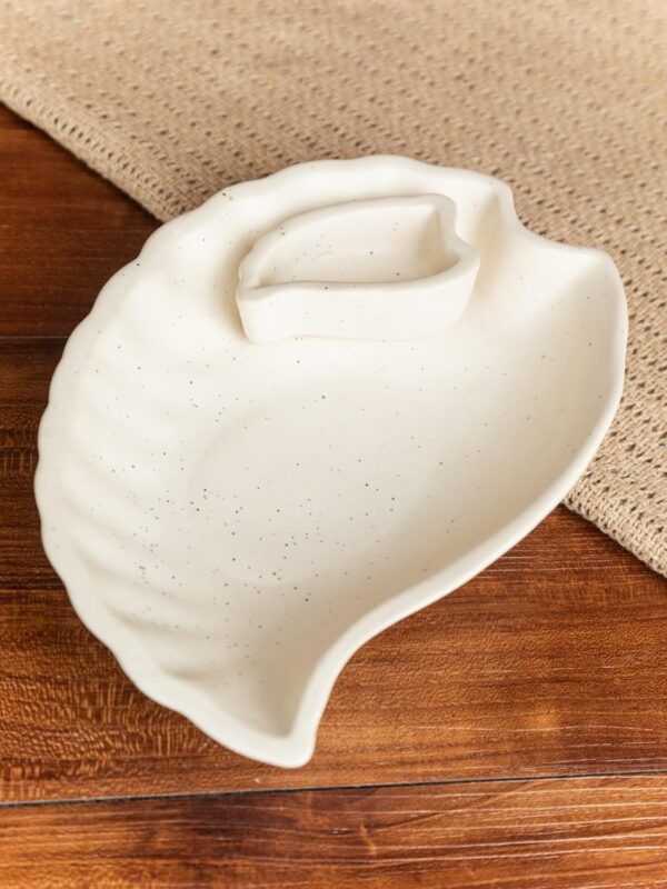 Ceramic Handmade White Heart Shape Snack PlateTray